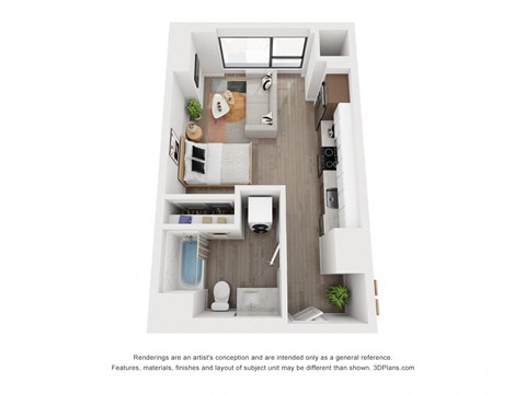 One bedroom floor plan The Mansion_A3